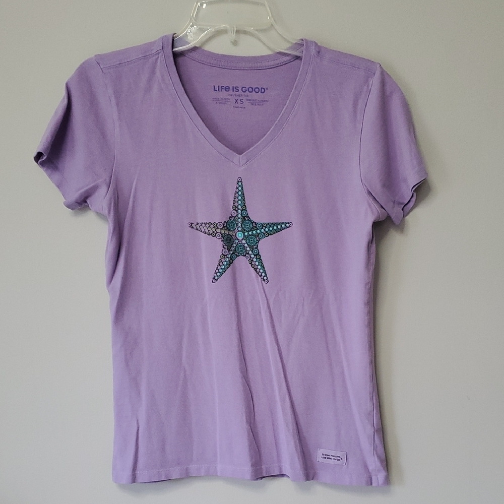 Life is Good Women's Purple Starfish Top